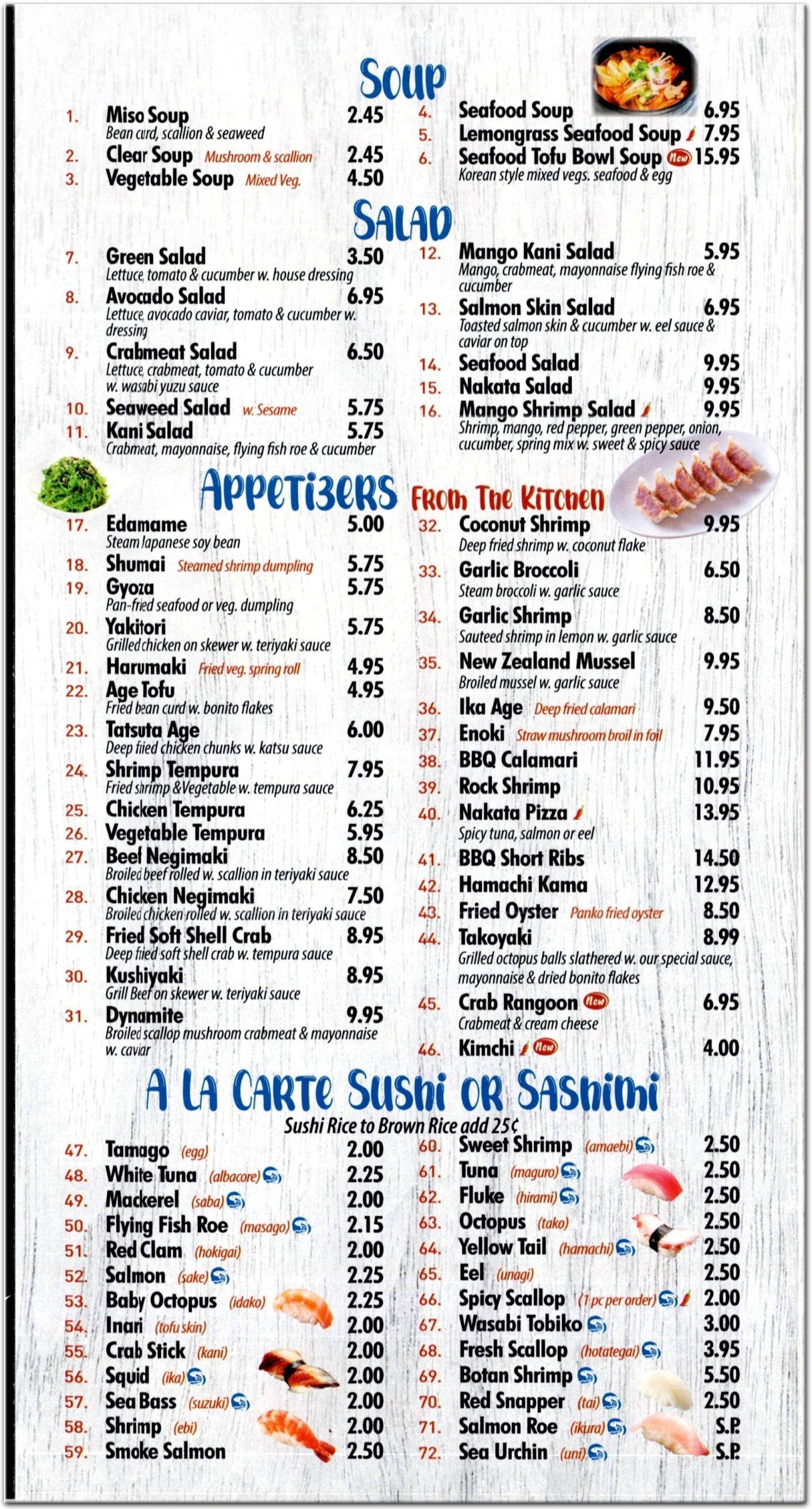 menu
