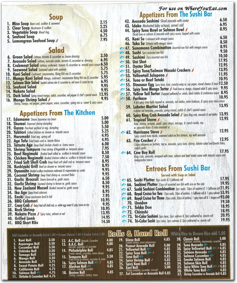 menu